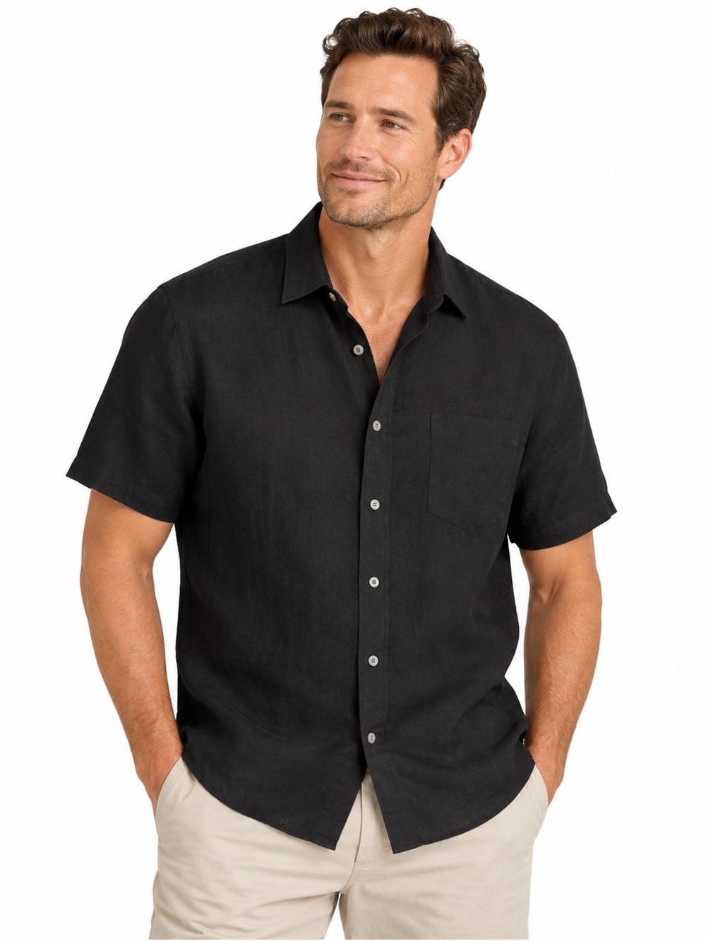 UNTUCKit Cameron Black 100% Linen Short Sleeve Shirt XXL